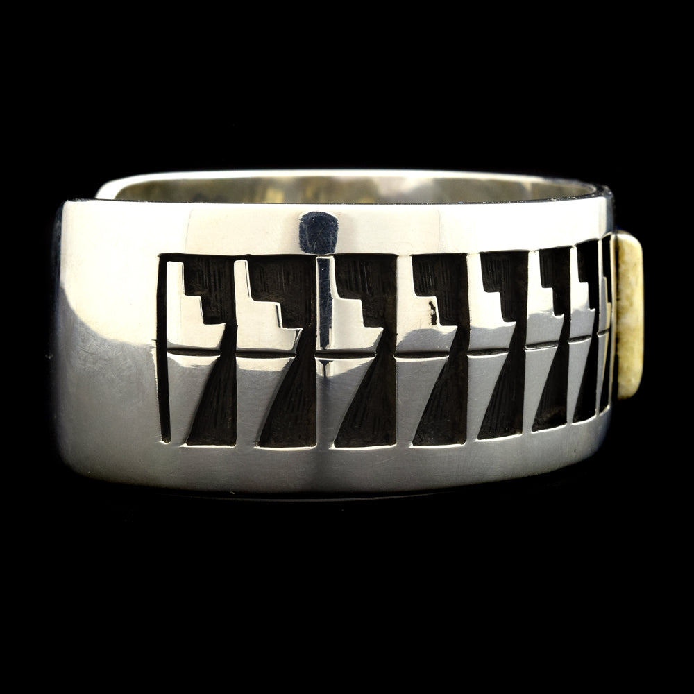 Timmy Yazzie - Contemporary Navajo Multi-Stone Inlay and Sterling Silver Overlay Bracelet, size 7.5 3
