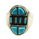 Lavonne Lalio - Zuni Petit Point Turquoise and Silver Ring c. 1990s, size 7.75
