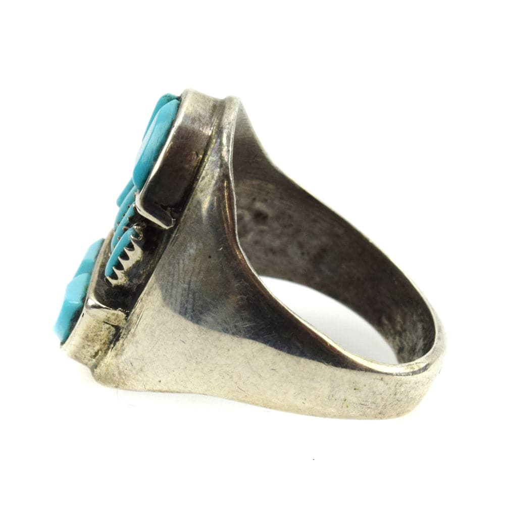 Lavonne Lalio - Zuni Petit Point Turquoise and Silver Ring c. 1990s, size 7.75 1
