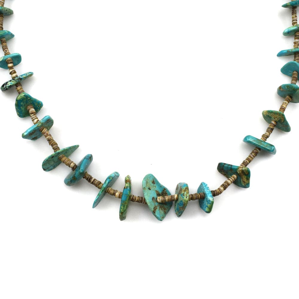 Navajo Turquoise and Heishi Necklace c. 1950s, 31" length (J11927) 
