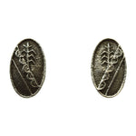 Cordell Pajarito - Kewa Contemporary Silver Post Earrings with Cornstalk Design, 1.25" x 0.75" (J11977)
