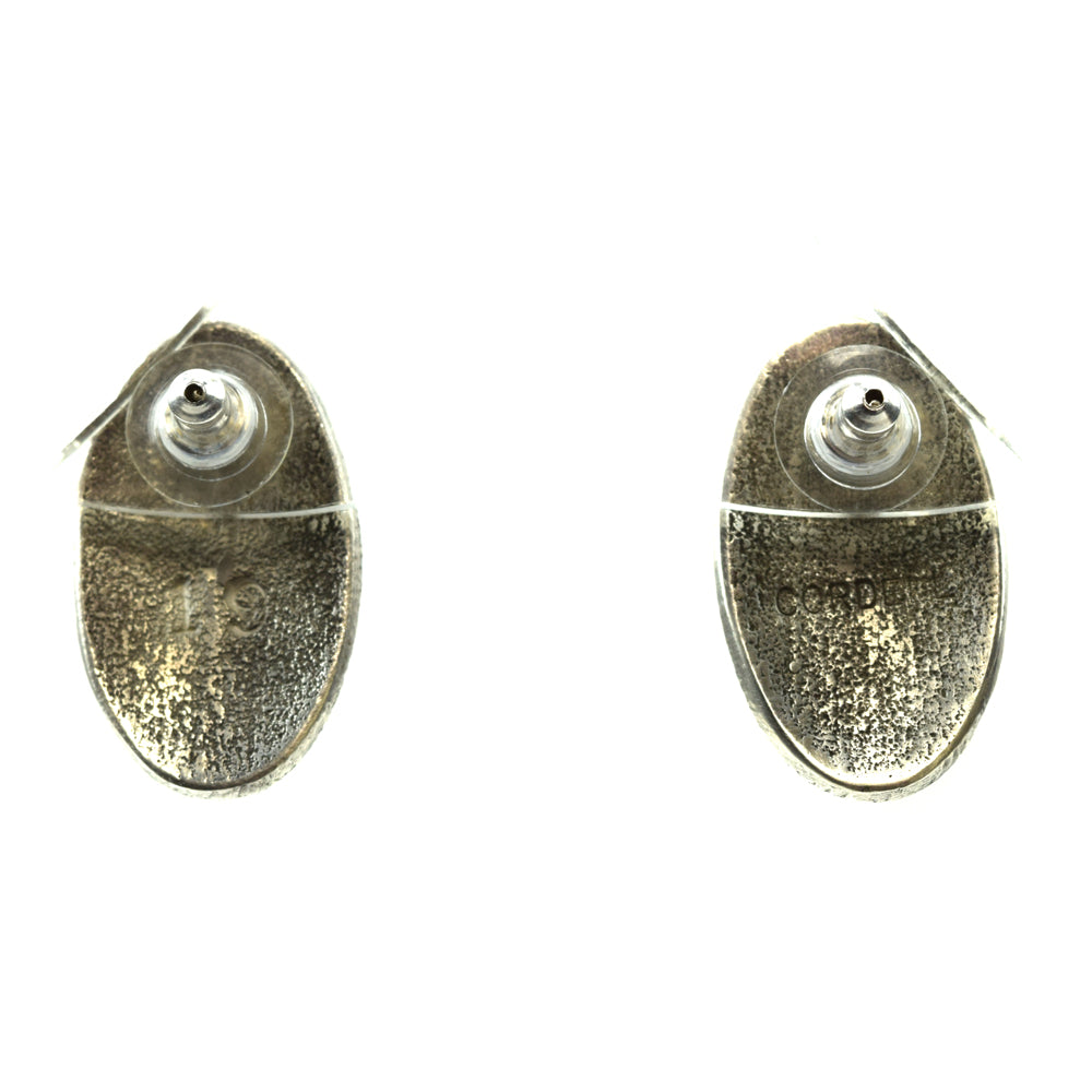 Cordell Pajarito - Kewa Contemporary Silver Post Earrings with Cornstalk Design, 1.25" x 0.75" (J11977) 1
