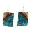 Mary C. Aguilar - Santo Domingo Contemporary Multi-Stone Inlay and Silver Hook Earrings, 2.25" x 1.125" (J12014)
