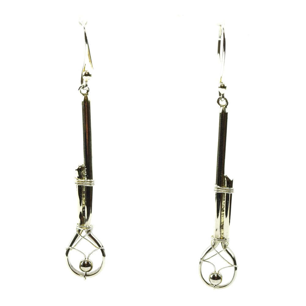 John K. Aguilar - Santo Domingo Contemporary Silver Hook Earrings, 3" length (J12022)
