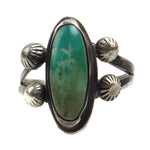 Navajo Turquoise and Silver Ring c. 1940s, size 6 (J12118)

