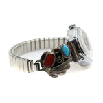 Navajo Turquoise, Coral, and Silver Watchband c. 1970s, size 4.5 (J12348) 2
