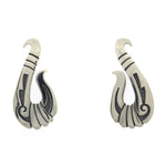 Roy Talahaftewa - Hopi Contemporary Sterling Silver Overlay Post Earrings, 1.5" x 0.75" (J12431)
