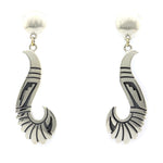 Roy Talahaftewa - Hopi Contemporary Sterling Silver Post Earrings, 2.125" x 0.75" (J12433)
