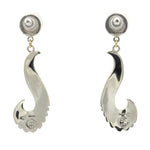 Roy Talahaftewa - Hopi Contemporary Sterling Silver Post Earrings, 2.125" x 0.75" (J12433) 1
