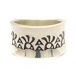 Norbert Peshlakai (b. 1953) - Navajo Silver Ring with Stamped Designs c. 2000s, size 7 (J12593)
