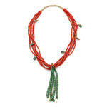Navajo Turquoise and Coral Heishi-Style Necklace with Joclas c. 1930s, 28" length (J12723) 1
