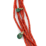Navajo Turquoise and Coral Heishi-Style Necklace with Joclas c. 1930s, 28" length (J12723) 2
