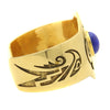 Philip Honanie - Contemporary Hopi Lapis Lazuli and 14Kt. Gold Overlay Bracelet with Wave Design, size 6.375 (J12799) 3
