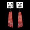 Timmy Yazzie - Navajo/San Felipe Contemporary Spiny Oyster and Sterling Silver Overlay Post Earrings (J12945)
