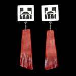 Timmy Yazzie - Navajo/San Felipe Contemporary Spiny Oyster and Sterling Silver Overlay Post Earrings (J12945)
