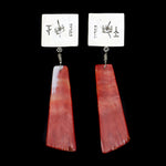Timmy Yazzie - Navajo/San Felipe Contemporary Spiny Oyster and Sterling Silver Overlay Post Earrings (J12945) 1
