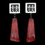 Timmy Yazzie - Navajo/San Felipe Contemporary Spiny Oyster and Sterling Silver Overlay Post Earrings (J12946)
