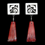 Timmy Yazzie - Navajo/San Felipe Contemporary Spiny Oyster and Sterling Silver Overlay Post Earrings (J12949)
