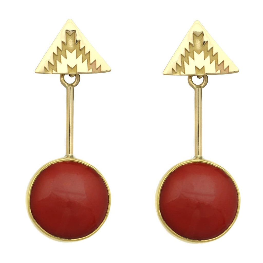 Mark Sublette Collection - Featuring Sam Patania - Coral, 22K Gold, and 18K Gold Post Earrings, 2" x 0.75" (J12957)
