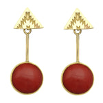 Mark Sublette Collection - Featuring Sam Patania - Coral, 22K Gold, and 18K Gold Post Earrings, 2" x 0.75" (J12957)
