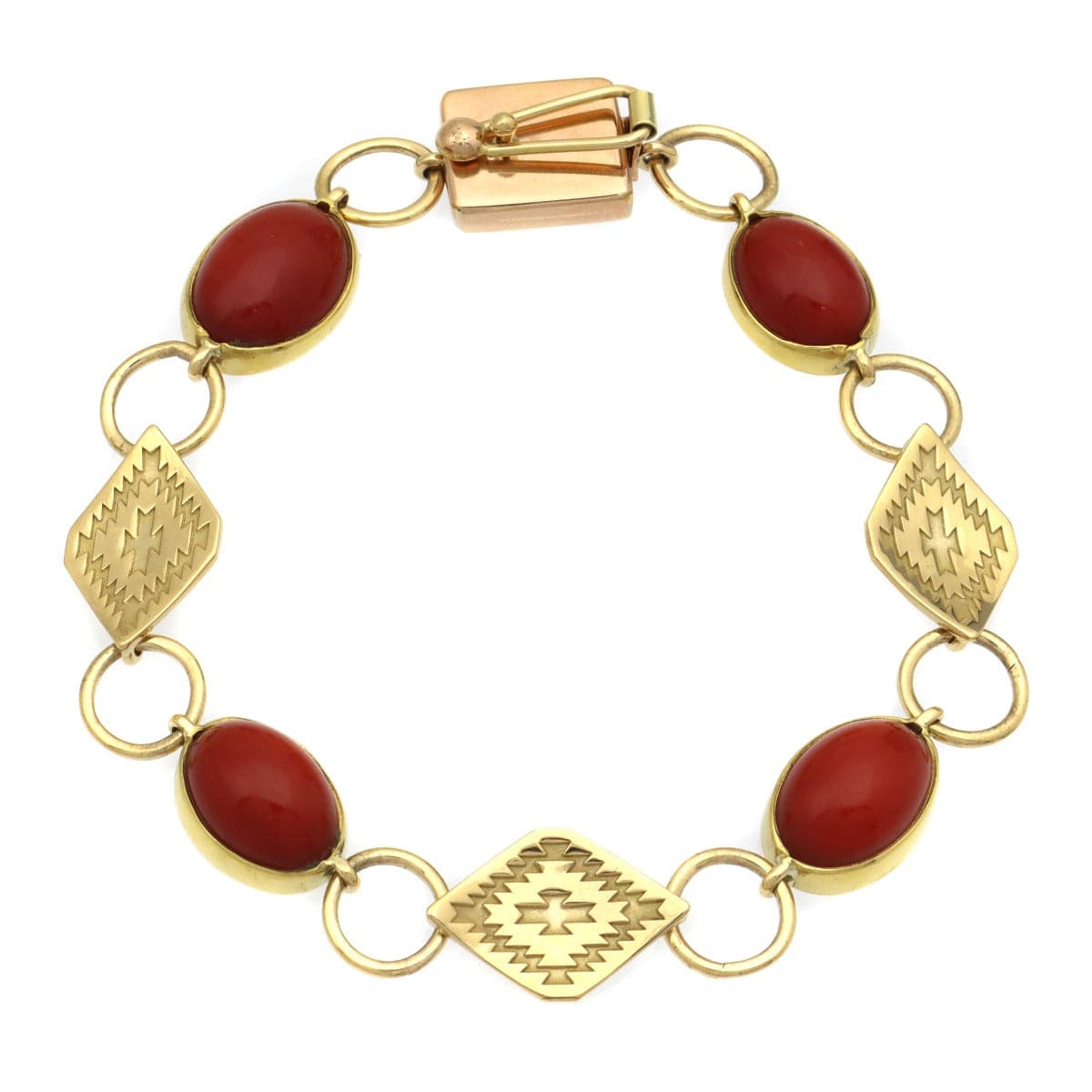 Mark Sublette Collection - Featuring Sam Patania - Coral, 22K Gold, and 18K Gold Link Bracelet, size 7 (J12964)
