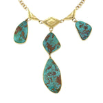 Mark Sublette Collection - Featuring Sam Patania - Pilot Mountain Turquoise, 18K Gold, and Sterling Silver Necklace with Handmade Chain, 3.75" x 1" pendant, 18" long (J13000)

