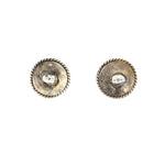Navajo Serpentine and Silver Post Earrings c. 1950s, 0.75" (J13020)1