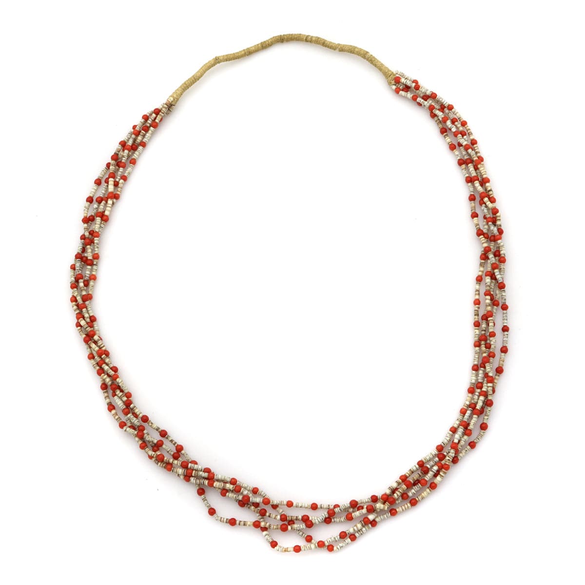 Navajo 5-Strand Coral and Heishi Necklace c. 1960s, 28" length (J13070) 1
