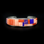 Vernon Haskie - Navajo Contemporary Multi-Stone Cobble Inlay and Sterling Silver Bracelet, size 5.75 (J13256-CO)
