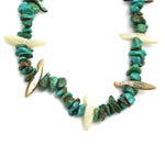 Zuni Turquoise Nugget, Mother of Pearl, and Spiny Oyster Fetish Necklace c. 1950s, 22" length (J13275)