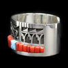Timmy Yazzie - Navajo/San Felipe Contemporary Turquoise, Coral, and Sterling Silver Overlay Bracelet with Heartline Bear Design, size 7 (J13296) 3
