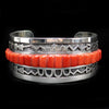 Timmy Yazzie - Navajo/San Felipe Contemporary Coral and Sterling Silver Overlay Bracelet, size 7 (J13297)
