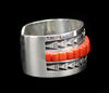 Timmy Yazzie - Navajo/San Felipe Contemporary Coral and Sterling Silver Overlay Bracelet, size 7 (J13297) 1
