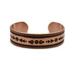 Kee Nataani - Navajo Contemporary Copper Bracelet with Stamped Design, size 7.25 (J13315)
