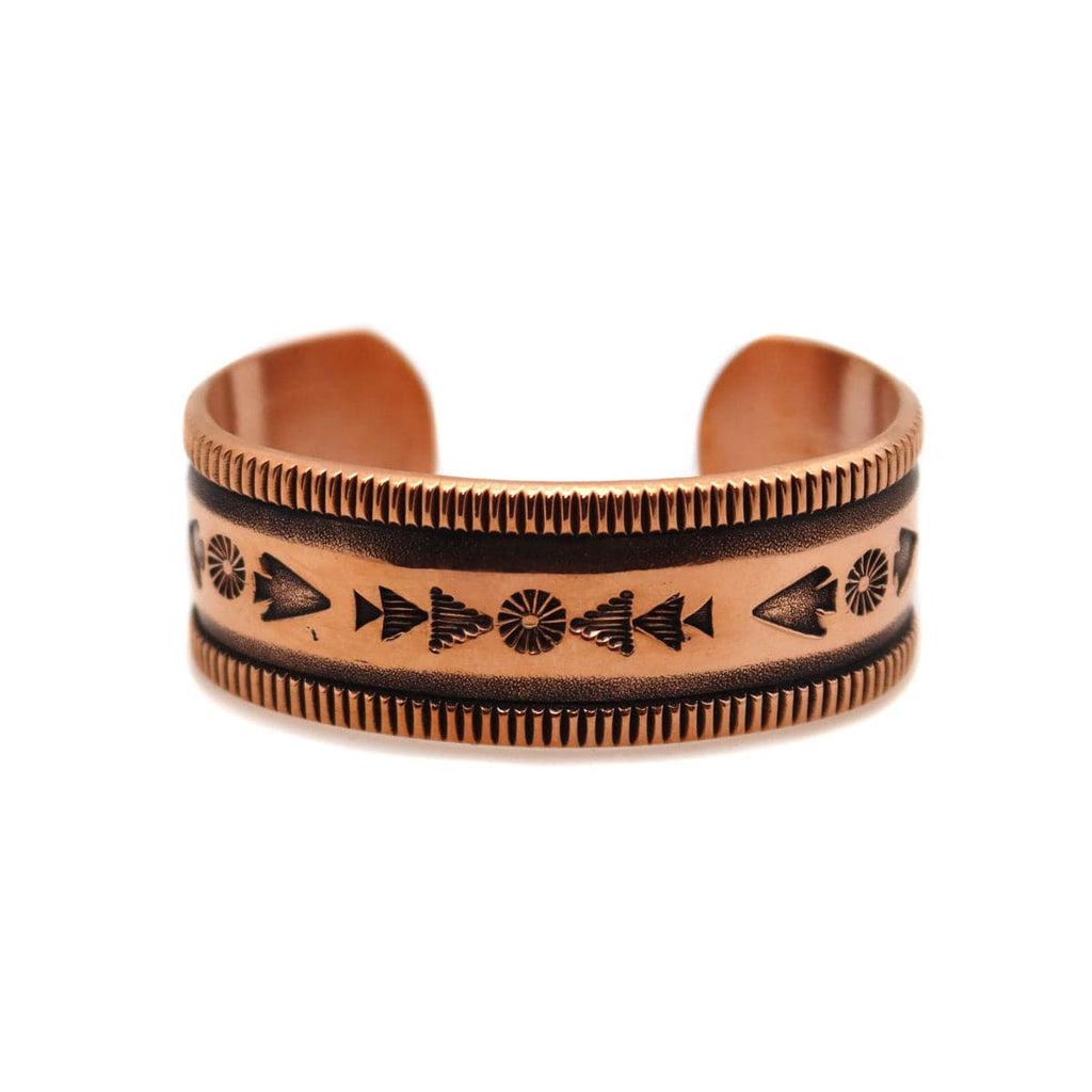 Kee Nataani - Navajo Contemporary Copper Bracelet with Stamped Design, size 5.5 (J13322)
