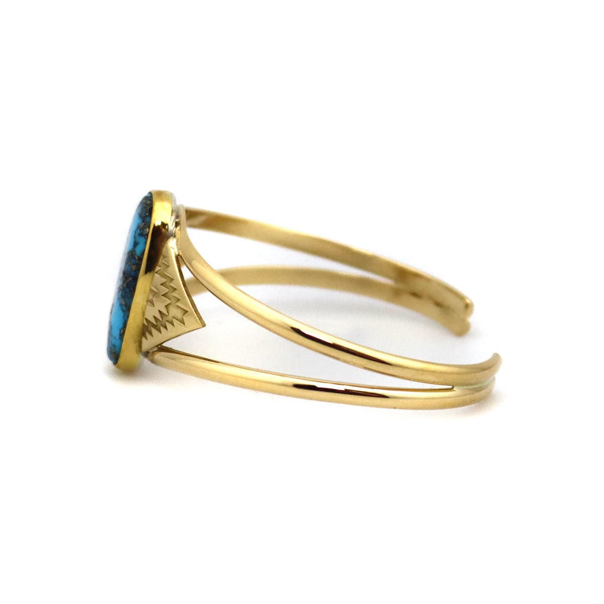 Mark Sublette Collection - Featuring Sam Patania Morenci Turquoise and 18K Gold Bracelet, size 6.75 (J13331) 1
