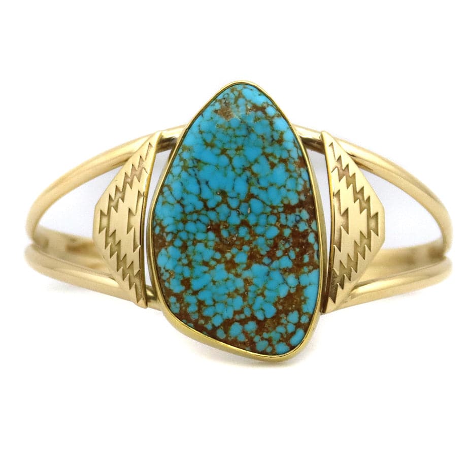 Mark Sublette Collection - Featuring Sam Patania - Number 8 Turquoise and 18K Gold Bracelet, size 6.75 (J13333)