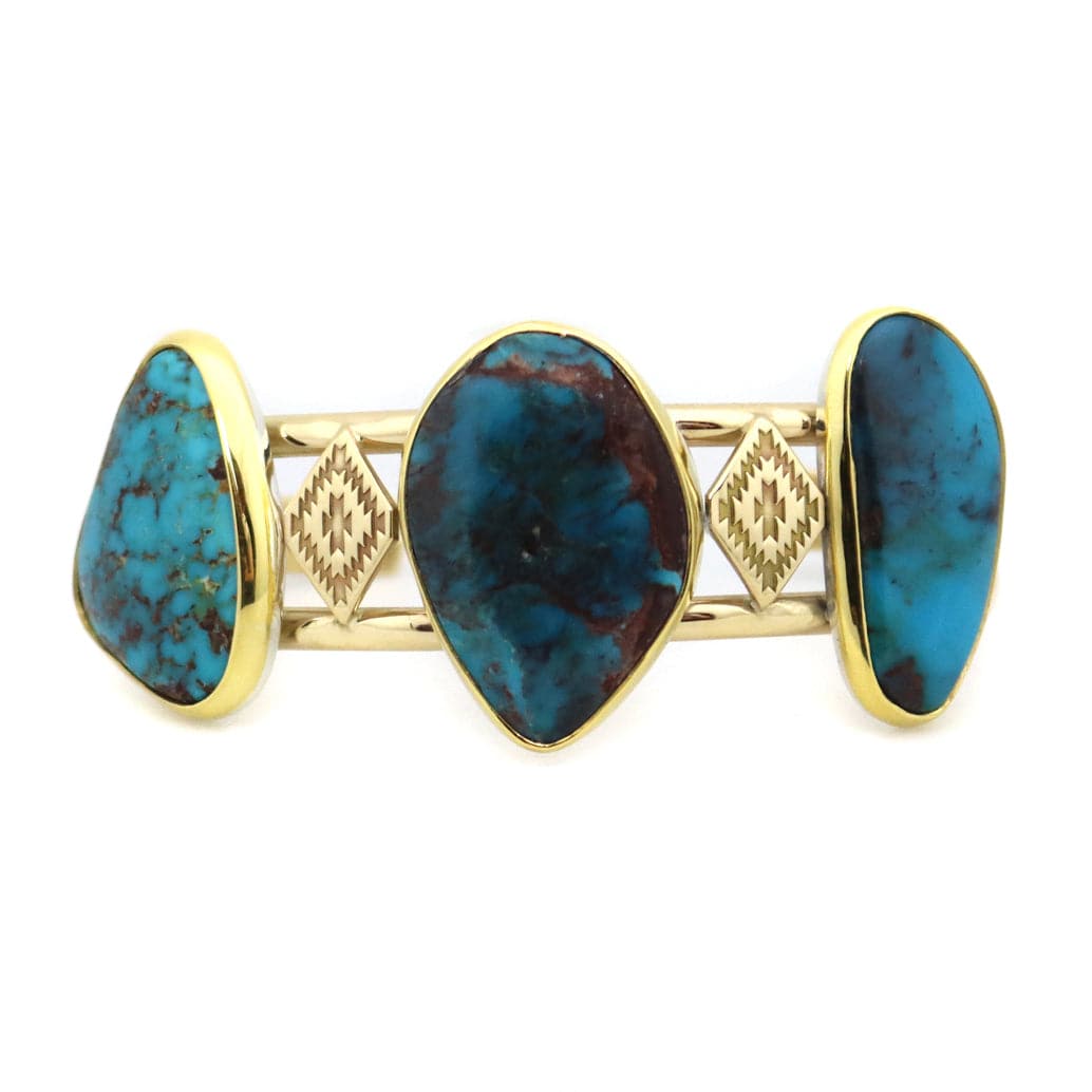 Mark Sublette Collection - Featuring Sam Patania - Bisbee Turquoise and 18K Gold Bracelet, size 6.75 (J13334)