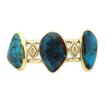 Mark Sublette Collection - Featuring Sam Patania - Bisbee Turquoise and 18K Gold Bracelet, size 6.75 (J13334)