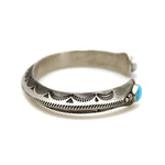 Kee Nataani - Navajo Contemporary Kingman Turquoise and Silver Bracelet with Stamped Design, size 9.25 (J13359)1