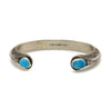 Kee Nataani - Navajo Contemporary Kingman Turquoise and Silver Bracelet with Stamped Design, size 9.25 (J13359)2