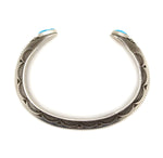 Kee Nataani - Navajo Contemporary Kingman Turquoise and Silver Bracelet with Stamped Design, size 9.25 (J13359)4