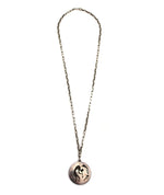 Hopi Silver Overlay Pendant with Handmade Silver Chain c. 1960s, 30" length, 1.75" pendant (J13430)
