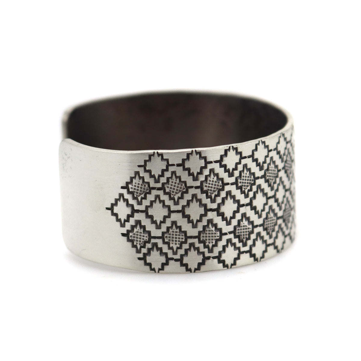 Roland Begay - Navajo Contemporary Sterling Silver Bracelet with Stamped Design, size 6.75 (J13539) 3
