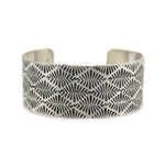 Roland Begay - Navajo Contemporary Sterling Silver Bracelet with Stamped Design, size 6.75 (J13540)
