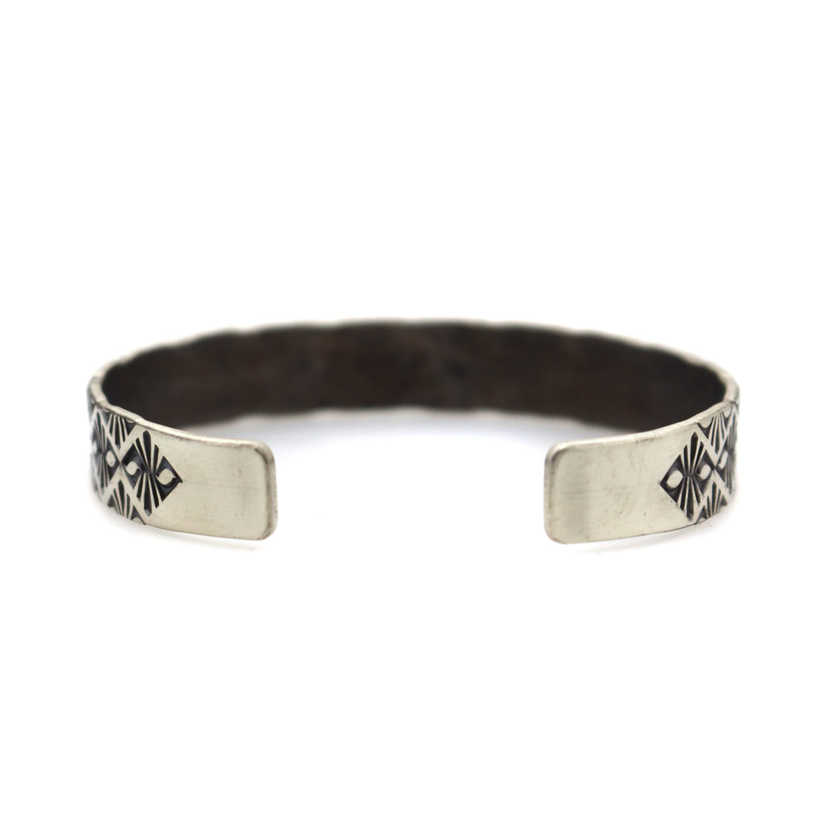 Roland Begay - Navajo Contemporary Sterling Silver Bracelet with Stamped Design, size 6.75 (J13547) 2
