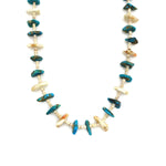 Navajo Heishi Necklace with Turquoise Nuggets and Mother of Pearl c. 1960s, 29" length (J13607)