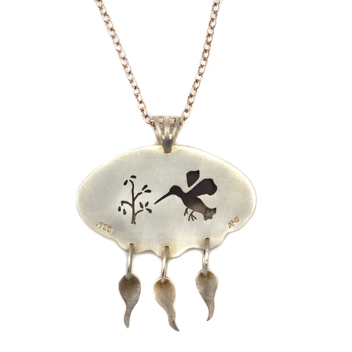 Amelia Joe Chandler - Navajo Contemporary Dendritic Agate and Silver Necklace, 20" length (J13807) 3
