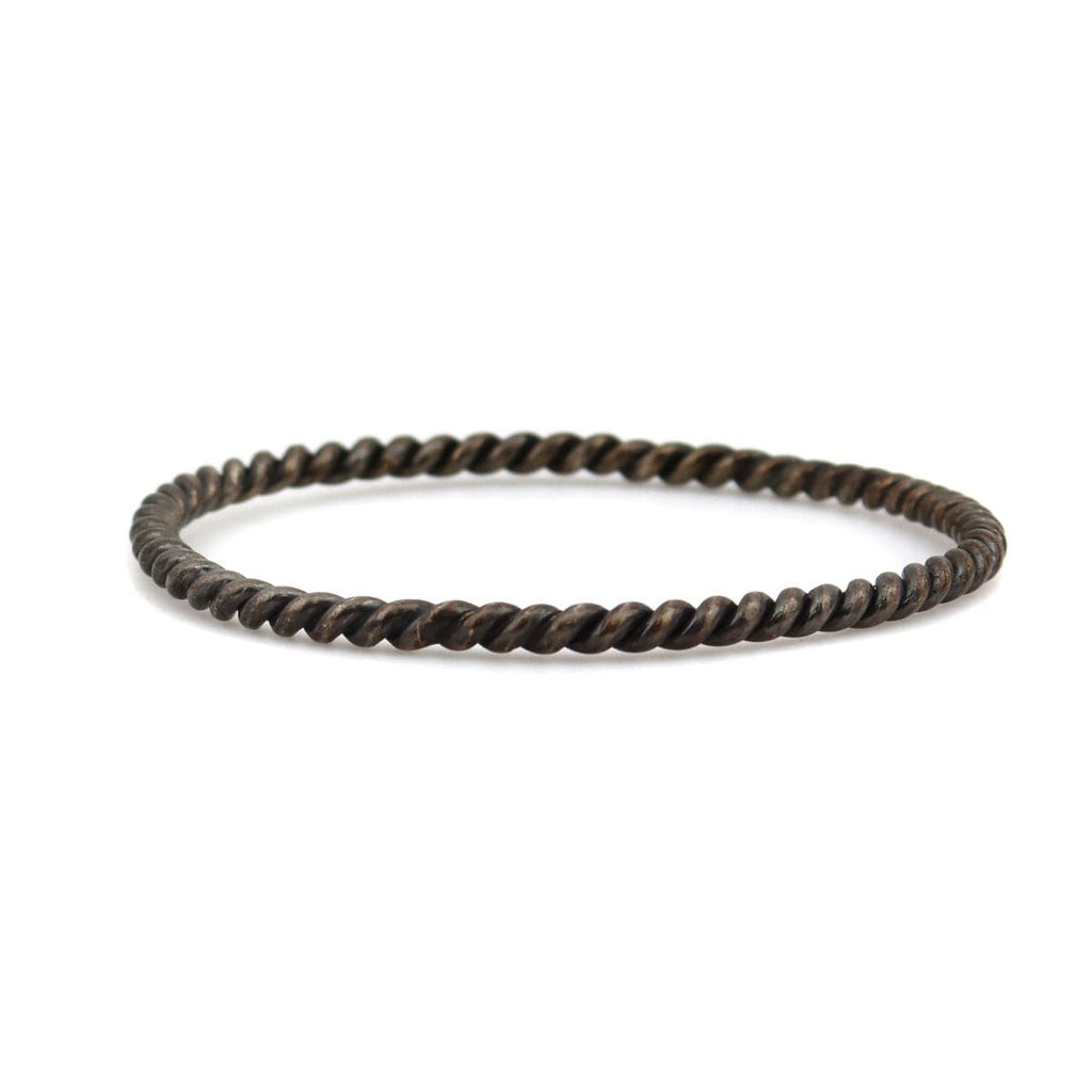 Navajo Silver Bangle with Rope Design c. 1930s, size 8.75 (J13867)