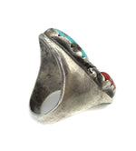 L. T. - Zuni Turquoise, Coral, and Silver Ring, Size 13 (J13899)1